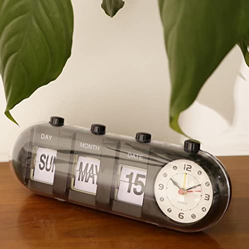 Image of MYADDICTION Plastic Creative Digital Manual Flip Down Clock Desk Stand Page Quartz Clock Black Home & Garden | Home D?cor | Clocks | Alarm Clocks, 26.5 x 9 Cm