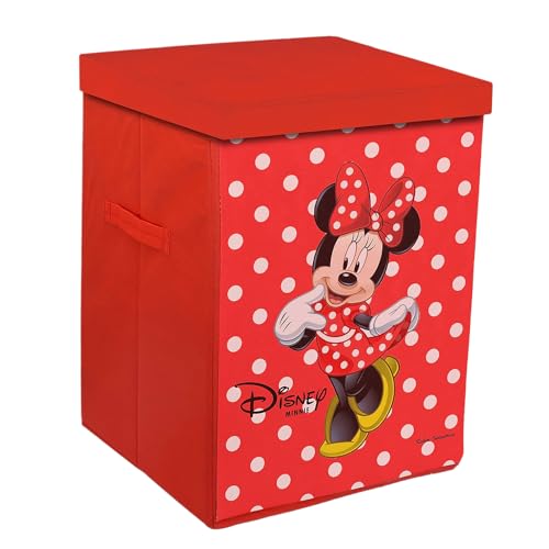 Kuber Industries Panier à linge pliable avec couvercle - Motif Disney Minnie - Boîte de rangement en tissu - Organisateur de rangement pour jouets - 45...