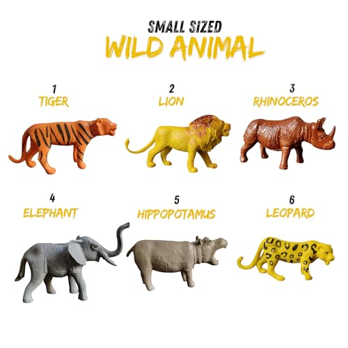 Image of ZESTHOME 6 Pcs Animal Toys for Boys- Small Animal Figurines for Kids, Jungle & Zoo Animals Toys Set, 3 Inch Mini Animals Set for Children (2+ Years & 3-5 Years) (Wild Animals (6))
