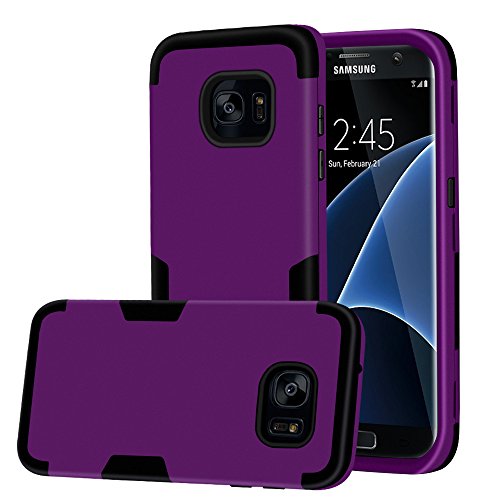 Galaxy S7 Edge Case, MCUK [Scratch Resistant] [Shock Absorption] 3 in 1 High Impact Hybrid Armor Defender Silicone Rubber Skin Hard Case Cover For Samsung Galaxy S7 Edge (Purple Black)