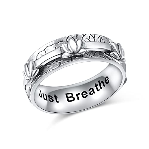 Ladytree Lotus Anxiety Relieve Spinner Rings Just Breathe Yoga Jewelry