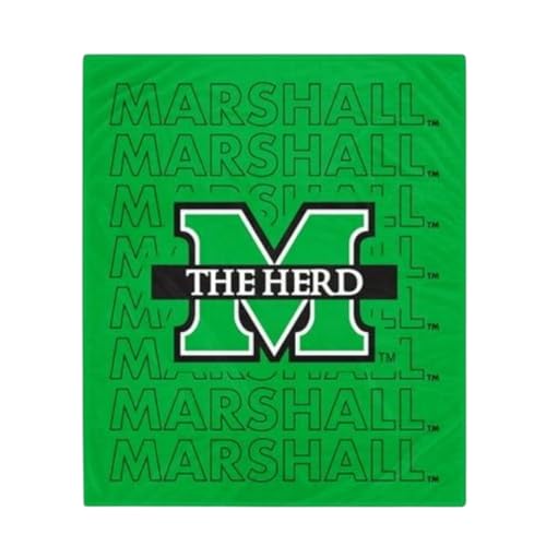 Pegasus Sports NCAA Echo Team Wordmark Plush Blanket, Team Color, 60x70 (Marshall Thundering Herd)