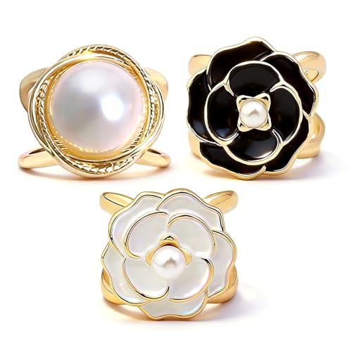 Image of 2 Pcs Scarf Ring Clips for Women Metal Shirt Tightener Cinch Buckle for Silk Scarf Shawl Blouse Sweater T Shirt Clothing Accessories
