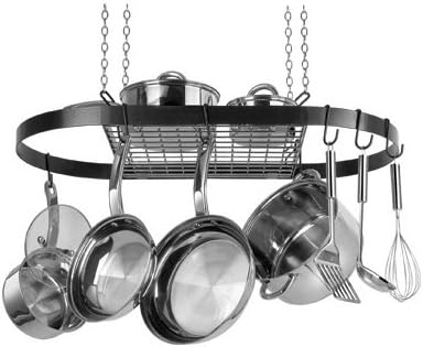 Range Kleen Black Enameled Steel Hanging Oval Pot Rack 1.5 Inch H by 33 Inch W by 17 Inch D