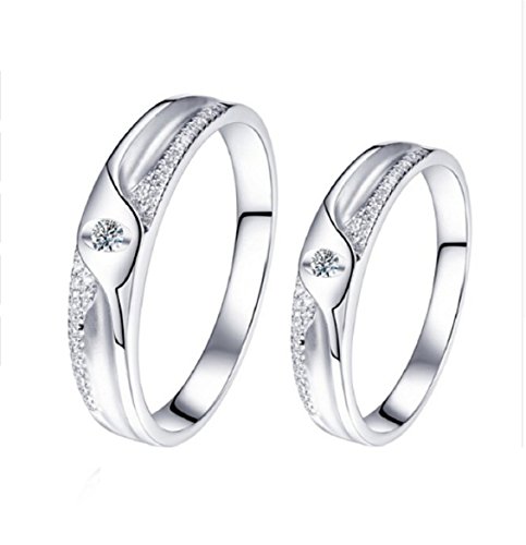 Gowe Bagues pour homme et femme 0.034t Coupe ronde Diamant naturel Bague Couple Anneaux Or blanc 18 K
