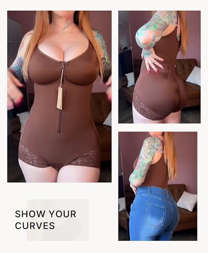Image of SHAPELLX Faja Body Shaper for Women, Zipper Shapewear Bodysuit with Bra