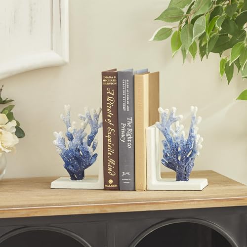 Deco 79 Metal Coral Decorative Bookends Ombre Non Skid Bookends, Set of 2 Office Bookends4"W, 7"H, Blue Deco 79 Metal Coral Decorative Bookends Ombre Non Skid Bookends, Set of 2 Office Bookends4"W, 7"H, Blue