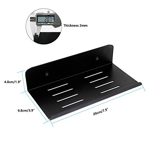 Sinloon 7.8 Inch Small Shelf In Flat Satin Aluminum Bathroom Shelf Wall Mount For Small Speaker Smartphone, Tablet, Toiletries Black 2 Pack #TOP1