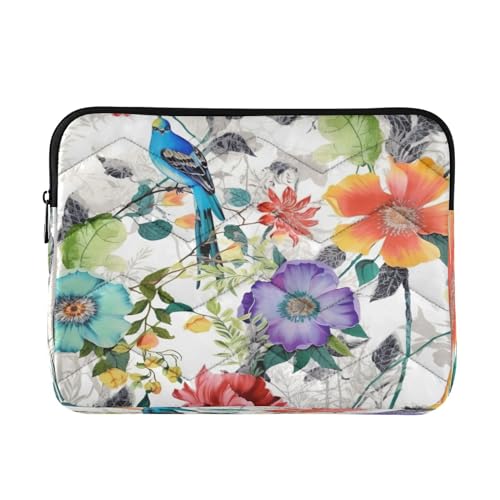 Funda para portátil de 13-14 pulgadas con diseño floral y pájaros