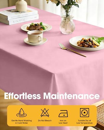 Image of Niuara Pink Polyester Table Cloth, 6 Pack, 60 x 84 in | Rectangle, 5 ft Tables, Washable, Wrinkle Resistant, Heat-Proof, Weddings Parties