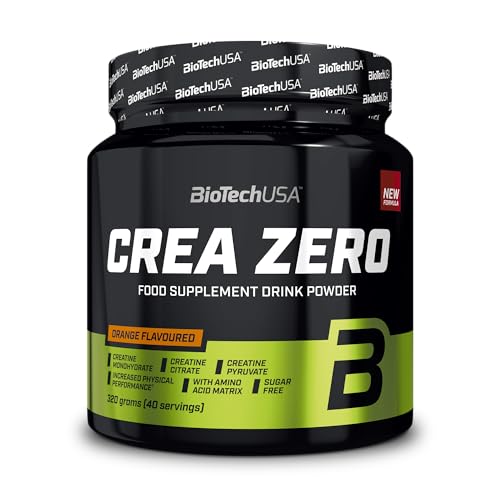 BioTechUSA Crea Zero, mit 15 Wirkstoffen, BCAAs, Vitaminen und Mineralien, Orange, 320 g
