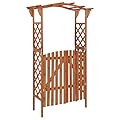 vidaXL Solid Firwood Pergola with Gate Home Lawn Backyard Outdoor Garden Patio Terrace Balcony Wooden Entryway Flower Planter Arbor Arch