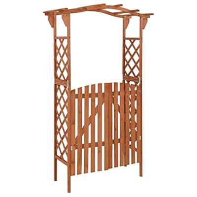 vidaXL Solid Firwood Pergola with Gate Home Lawn Backyard Outdoor Garden Patio Terrace Balcony Wooden Entryway Flower Planter Arbor Arch