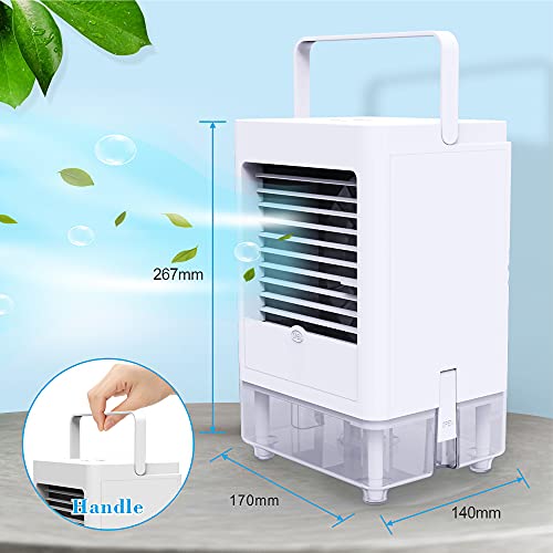 Portable Air Conditioner With 3 Wind Speeds,Personal Air Cooler With 1/2/4/8H Timer,Touch Control Evaporative Portable Air Conditioner Fan For Home Office Bedroom Outdoor,White #TOP1