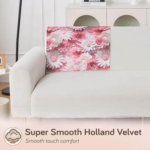 Image of HOKIPO 'Nature Muse' 1 PC Backrest Mat for Sofa Cover | Premium HD Printed Holland Velvet Mat, Blush Bouquet (IN-922-L-D6)