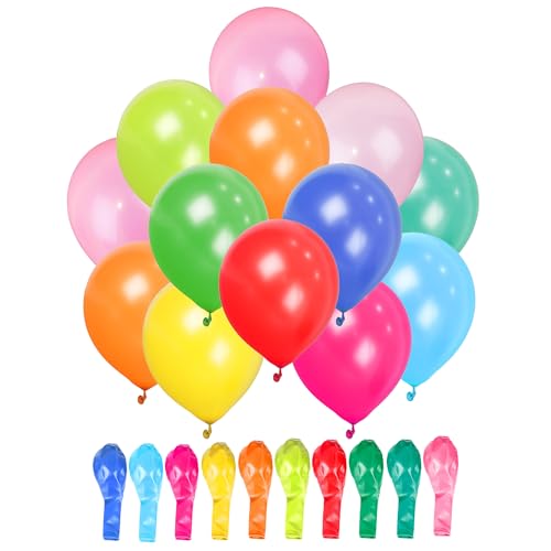 Rainbow Party Balloons 50 Pack Metallic Multicoloured, Large 12 Inch Thick Latex Biodegradable Helium Party Ballons for Birthday, Wedding, Baby Shower Events Decoration Arch Garland