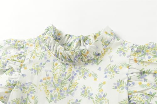 Mud Kingdom Girls T-Shirts Ruffle Sleeve Crewneck Summer Tee with Flowers Print Flutter Top3