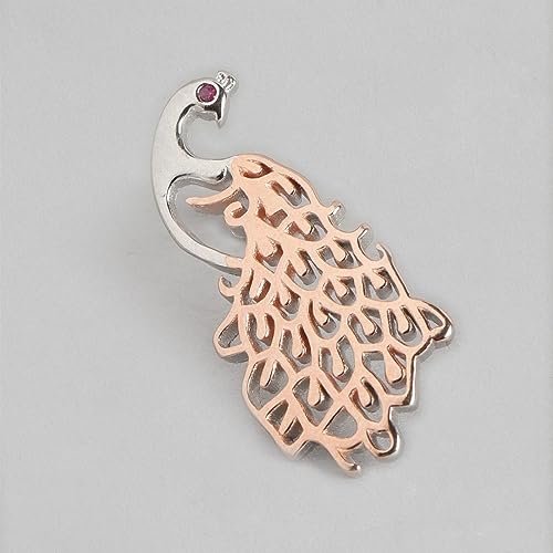 925 Sterling Silver Peacock Earrings, Multicolour Rhodium & Rose Plated