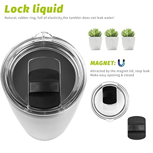 2 Pack 20Oz Magnetic Tumbler Lid, Fits Yeti Rambler Or Old Style Rtic Coffee Tumbler - Replacement For Spillproof Ozark Trail Lids, Magnetic Slider Switch Spill Proof Tumbler Cover, Bpa Free #TOP2