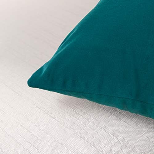 Image of 2 Piece Premium Holland Velvet Cushion Cover, 18x18 inch, Teal Green | Soft Solid Decorative Throw Square Pillow Cases Modern Luxury Home Decor for Couch Sofa Bedroom Livingroom