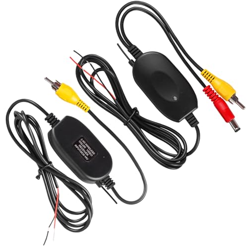2.4GHz Wireless Video Sender & Empfänger Kit für Auto Rückfahrkamera – Kabellos RCA Transmitter Empfänger mit 12V Adapter, Farbvideoübertragung für Front-/Rückfahrkamera