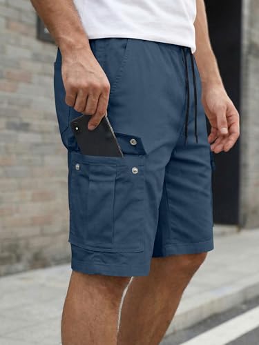 Image of JMIERR Mens Casual Cotton Twill Cargo Shorts Drawstring Classic Chino Stretch Short with 6 Pockets