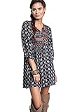 Umgee Womens Bohemian Tunic or Dress (Small, Navy)