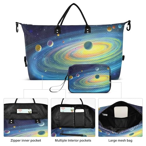 Kigai Colorful Solar System Duffle Bag Versatile Travel Duffel for Men and Women, Carry On for Weekend or Overnight Stay2