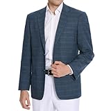 P&L Men's Classic Fit Houndstooth Blazer Two-Button Sport Coat Lightweight Stretch Jacket for Business & Casual Wear Medium Blue