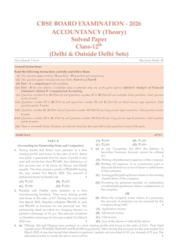 Image of Oswaal CBSE Class 12 Accountancy Question Bank | Chapter & Topic-wise Solved Papers (2017-2026) | Based on Syllabus (April 2026) | Includes 2026 Papers | For 2027 Exam