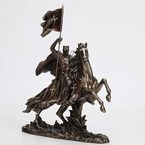 Estatua Medieval Caballero Templario a Caballo Bronce Antiguo miniatura 2