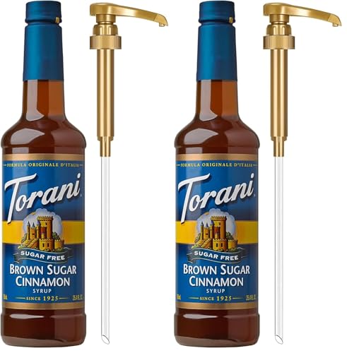 Image of Torani Sugar Free Coffee Syrup, Brown Sugar Cinnamon Flavored Syrup for Drinks, Zero Calorie, Pump Included, 25.4 Fl Oz (Pack of 2)