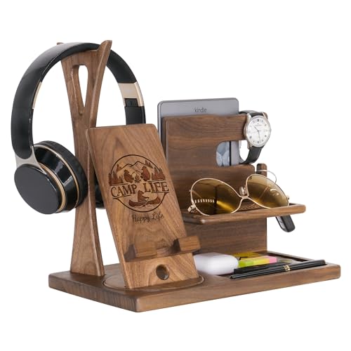 Personalized Headphone Organizer for Camping - Unique Desk Organizer Gift Ideas for Camper to Keep All Personal Items Organized with Style & Space Neat on Birthday, Xmas, Anniversary, Thanksgiving