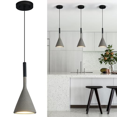 ADCTHOME Farmhouse Black Pendant Light Fixtures 1-Light Concrete Industrial Kitchen