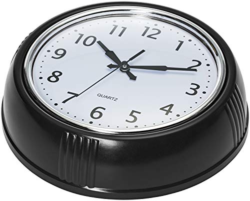 Bernhard Products Black Wall Clock Retro Silent Non Ticking 12 Inch Round Battery Operated Quality Quartz Easy To Read For Home Kitchen Office Classroom School Clocks Sweep Movement Vintage Décor #TOP1