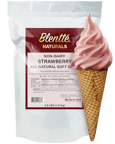 Blentte – Non-Dairy Strawberry Soft Serve Mix – Vegan Ice Cream Powder for Frozen Yogurt, Sorbet & Gelato Makers – All-Natural Plant-Based Dessert Base for Creamy, Delicious Frozen Treats – 2.8 lbs