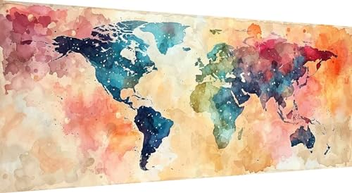 Diamond painting carte du monde XXL pour décoration salon et bureau