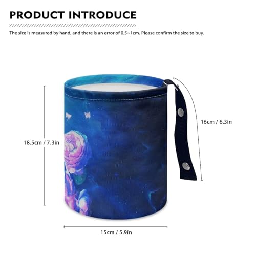 Image of Blue Glowing Butterfly Car Trash Can, Cute Car Trash Bag, Vehicle Trash Can, Multipurpose Trash Bag Hanging, Portable, Collapsible, Waterproof Storage Bag for Cars