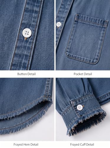 Image of CUPSHE Women's Denim Shirt Dress Long Sleeve Button Down with Pocket