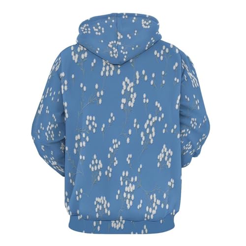 Sweat à Capuche 3D Fleurs Blanches pour Sorties Citadines et Loisirs