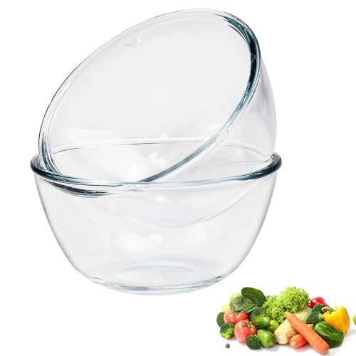 NAROSEBE 2 Pezzi Ciotola in Vetro 500ml Ciotole Rotonde in Vetro Trasparente Insalatiera Cucina per Impasto Ciotole per Dessert in Vetro Ciotole da Servizio per Insalate Frutta Snack Salse Caramelle
