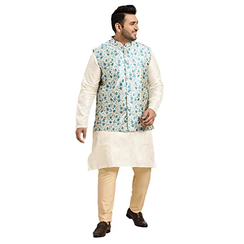 Sojanya PLUS (Since 1958), Men's Silk Blend Printed Nehru Jacket4
