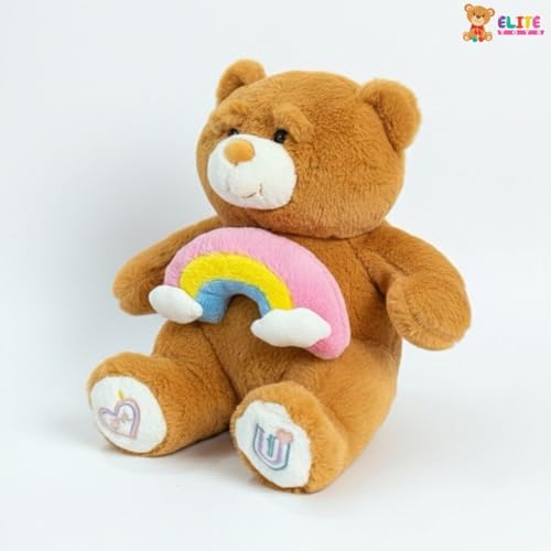 Image of Rainbow Teddy Bear Soft Toy 55 cm | Big Plush Teddy with Rainbow Cushion | Large Huggable Stuffed Bear for Kids | Birthday Gift Soft Toy