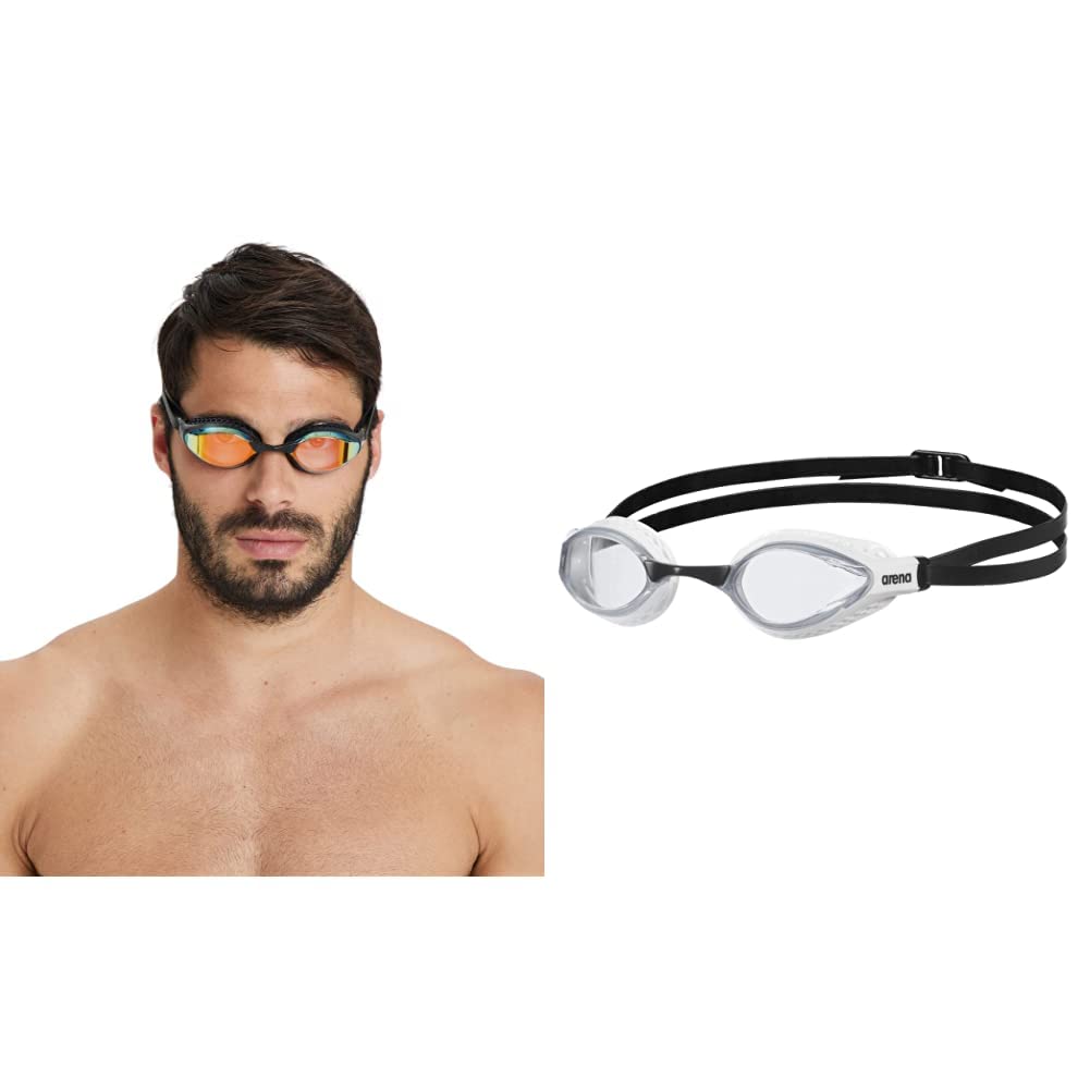 Arena Airspeed Mirror Anti Beschlag Unisex Wettkampf Schwimmbrille für Erwachsene, Schwimmbrille mit Breiten Gläsern, UV-Schutz, 3 Austauschbaren Nasenstegen, Air-Seals Dichtungen