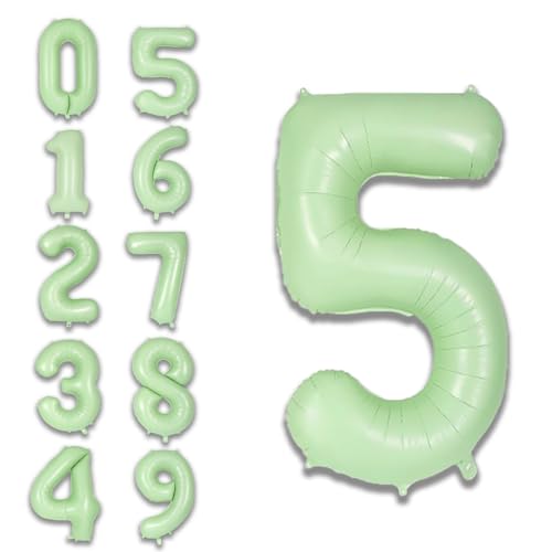 Image of Solid Green 5 /Five Number Foil Balloons 32 inch Toy 5th Birthday Party Decoration Helium Supported
