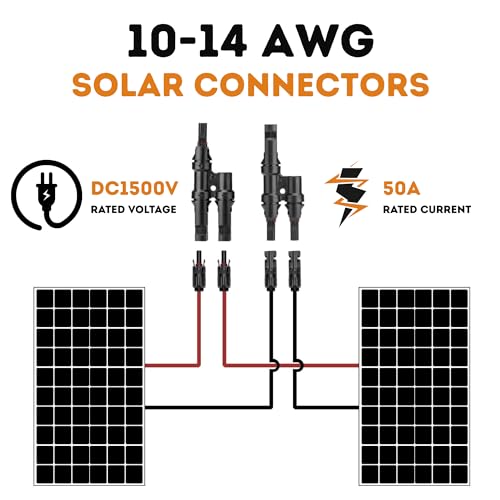 XYRIS Solar Connectors T Branch 1 to 2 for Solar Panels, Solar String Splitter/Joiner (M/FF+F/MM 1 Pair)