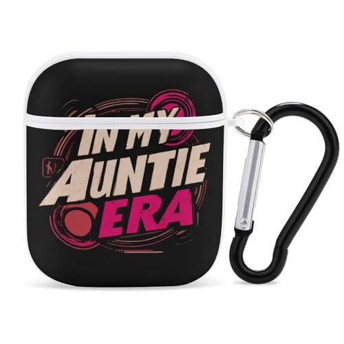 in My Auntie Era Hard Case Protective Cover Print Case Compatible with AirPods 2 1 Generation with Keychain