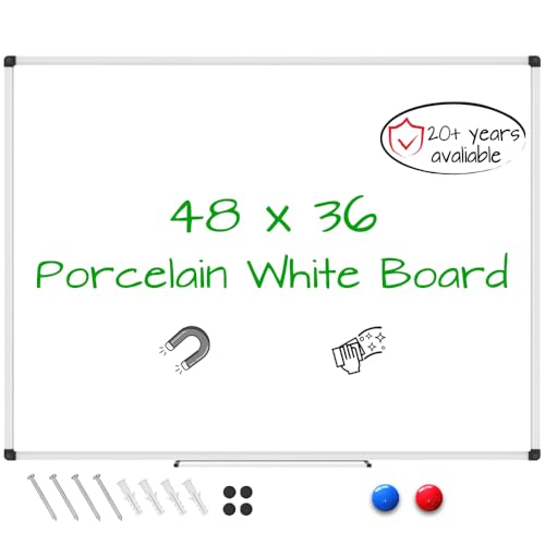 Image of XBoard Porcelain Magnetic Dry Erase Board 48 x 36 Inch, Porcelain Whiteboard Aluminium Frame & Marker Tray