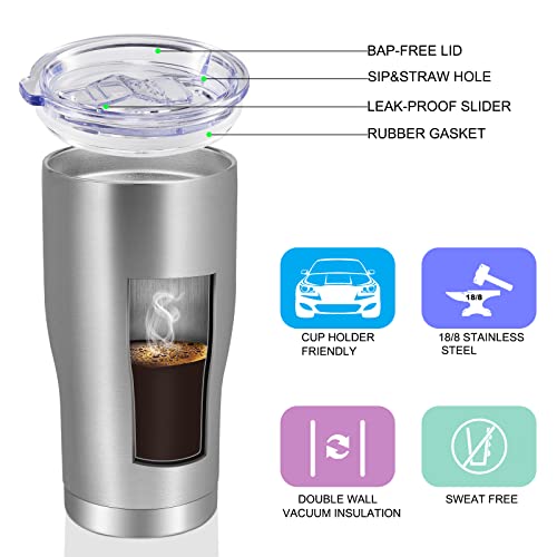 Image of VEGOND 20oz Tumbler Stainless Steel Tumbler Cup with Lid And Straw Vacuum Insulated Double Wall Travel Coffee Mug(Stainless 1 Pack)