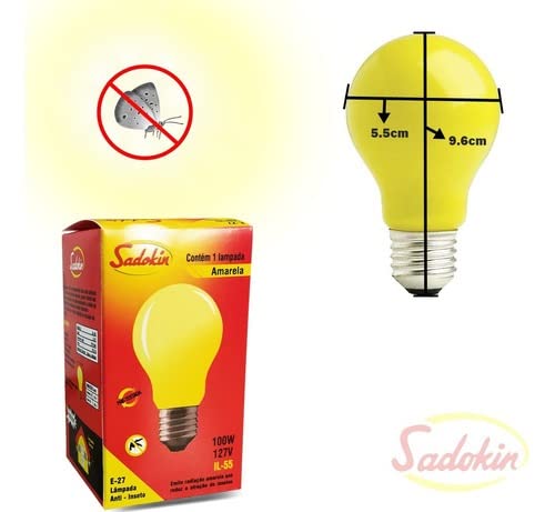 Kit 4 Lâmpada Anti Inseto Amarela Bulbo 100w - 220V Sadokin